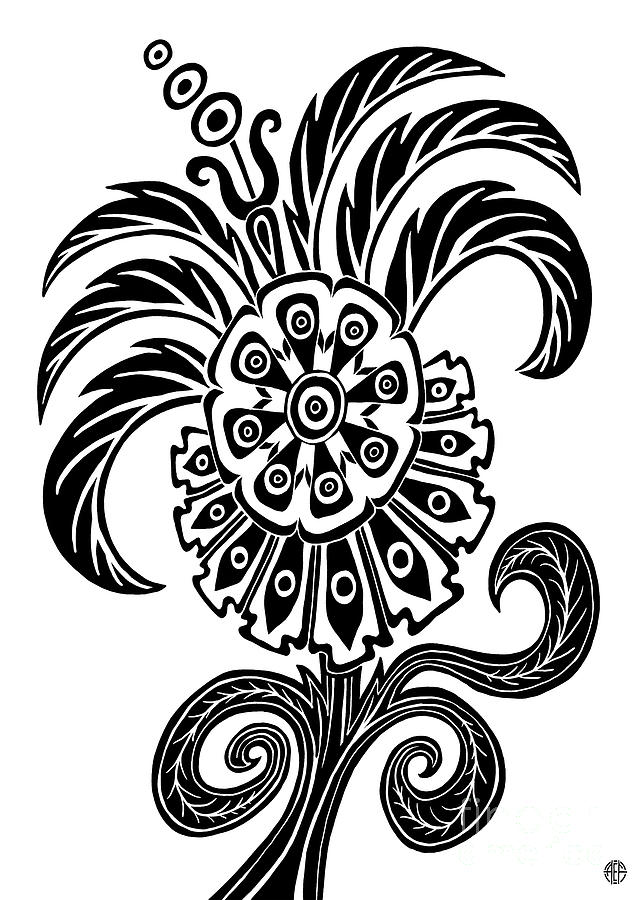 Tapestry Flower Ink 16  Drawing by Amy E Fraser