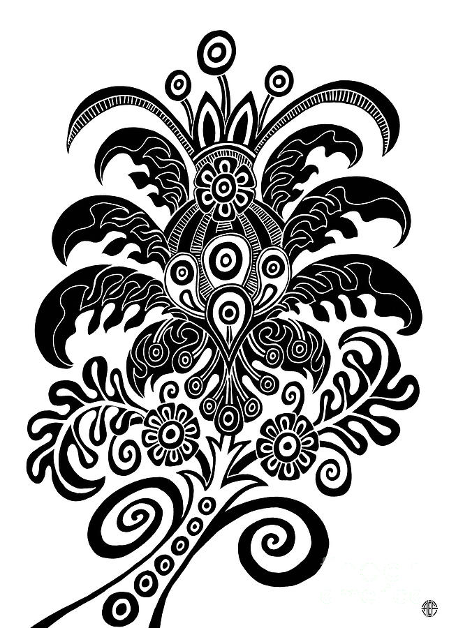 Tapestry Flower Ink 9  Drawing by Amy E Fraser