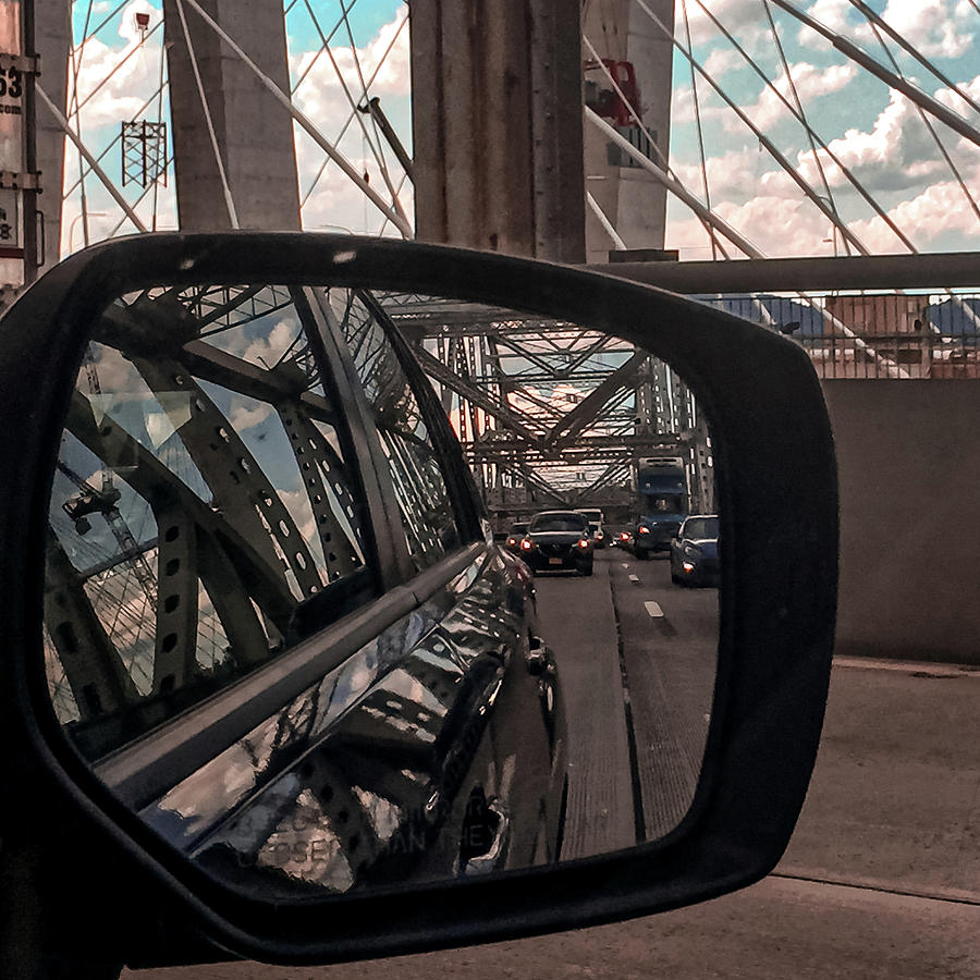 Tappan Zee Bridge in Sideview Mirror Photograph by Frank Winters