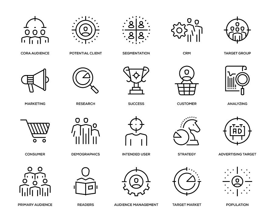 Target Audience Icon Set Drawing by Enis Aksoy