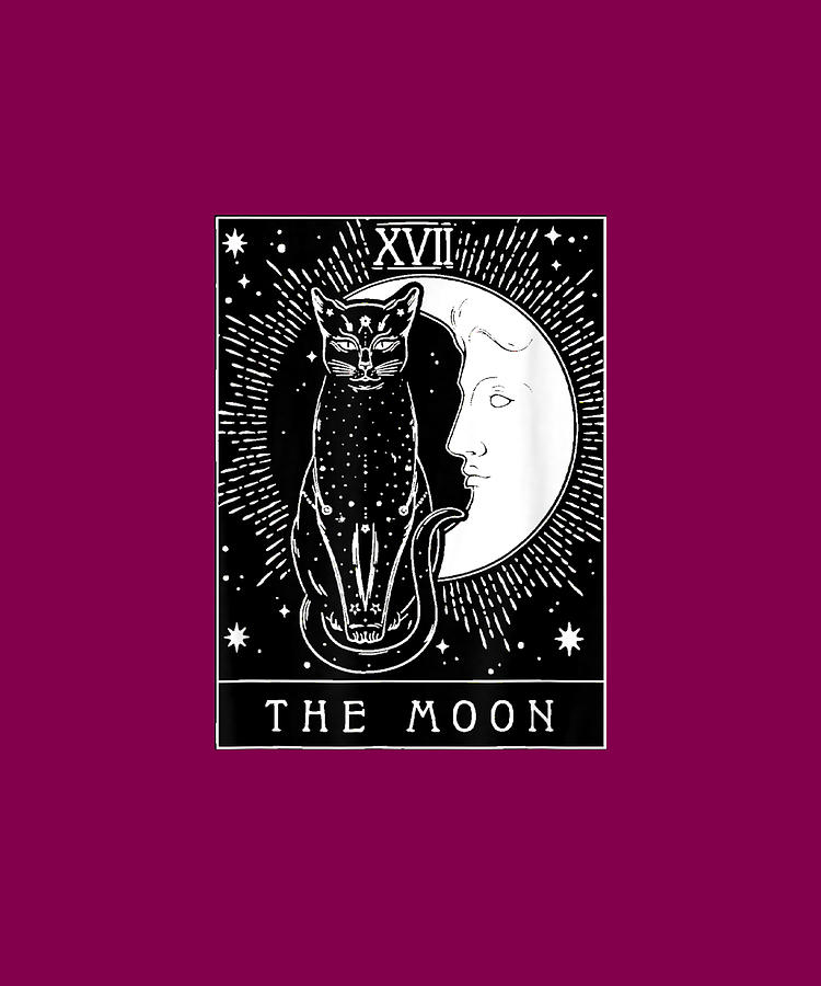 Tarot Card Black Cat And Moon Xvii Drawing by Thao Ngo