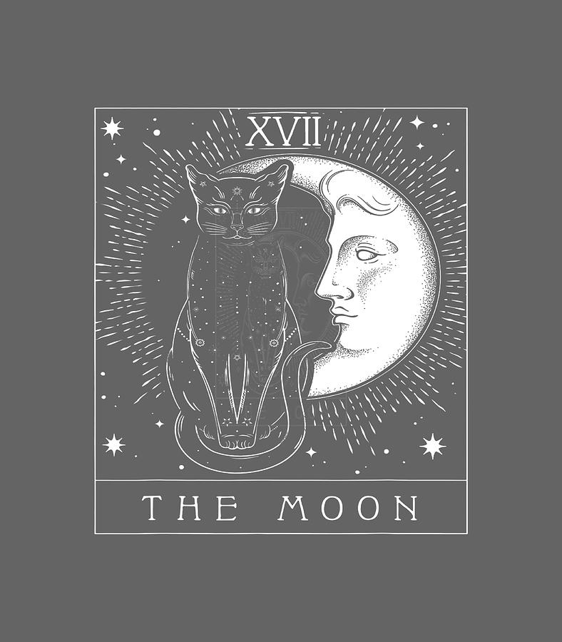 Tarot Card Crescent Moon And Cat Graphic Digital Art by Jip Rumais ...