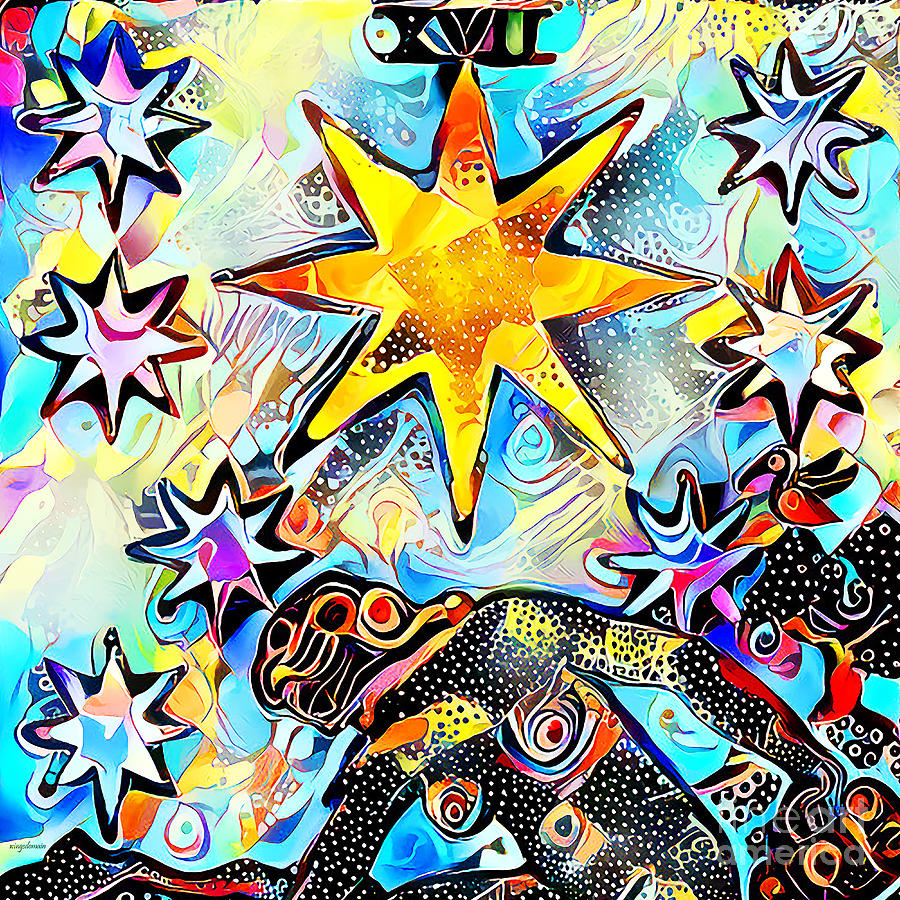 Tarot Card The Star in Contemporary Modern Design 20210127 Square Photograph by Wingsdomain Art and Photography