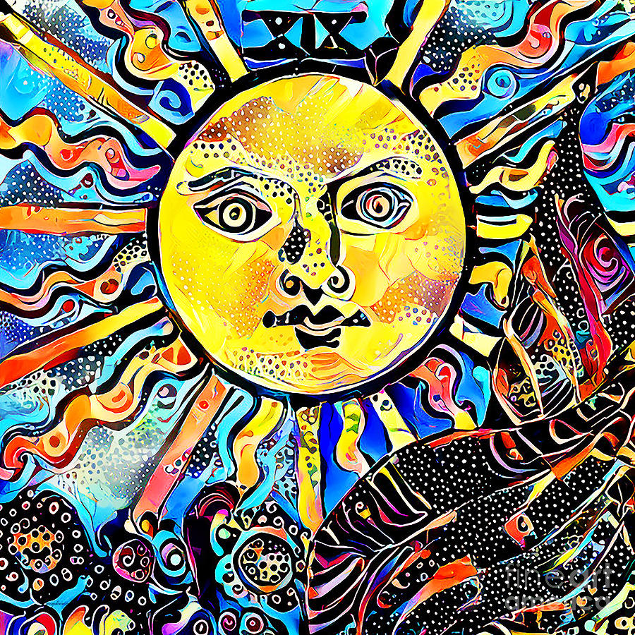 Tarot Card The Sun in Contemporary Modern Design 20210127 Square Photograph by Wingsdomain Art and Photography