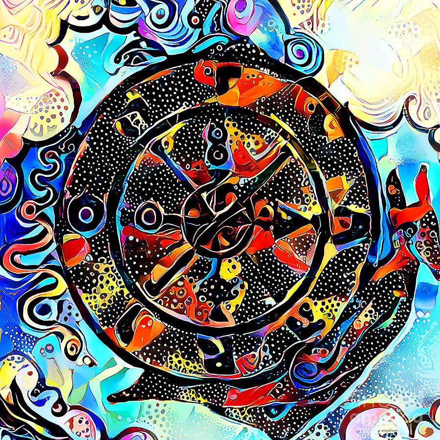 Tarot Card Wheel of Fortune in Contemporary Modern Design 20210128 Square v2 Photograph by Wingsdomain Art and Photography