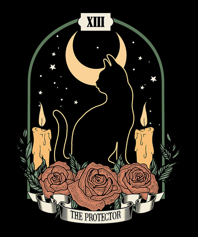 Tarot card XIII the protector cat candle Digital Art by Licensed art ...