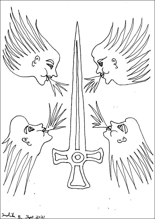 Tarot Drawing - Tarot Colouring Book Ace of Swords by Sushila Burgess Tarot Drawing - Tarot Colouring Book Ace of Swords by Sushila Burgess