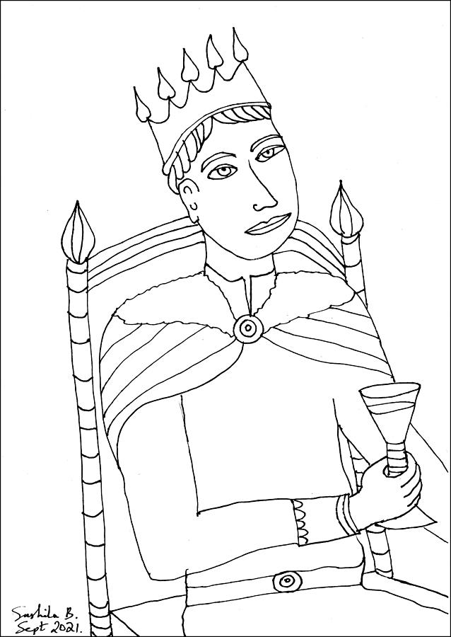 Tarot Drawing - Tarot Colouring Book King of Cups by Sushila Burgess Tarot Drawing - Tarot Colouring Book King of Cups by Sushila Burgess