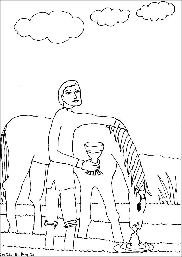 Tarot Drawing - Tarot Colouring Book Knight of Cups by Sushila Burgess Tarot Drawing - Tarot Colouring Book Knight of Cups by Sushila Burgess