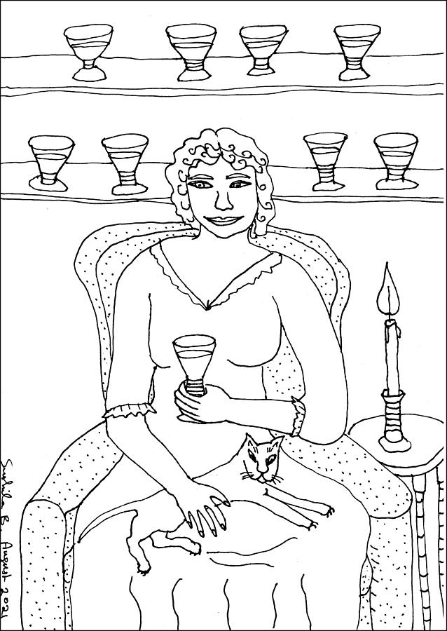 Tarot Drawing - Tarot Colouring Book Nine of Cups by Sushila Burgess