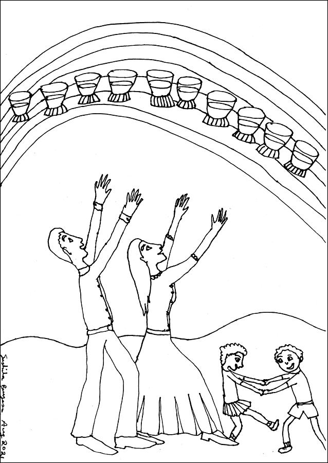Tarot Drawing - Tarot Colouring Book Ten of Cups by Sushila Burgess Tarot Drawing - Tarot Colouring Book Ten of Cups by Sushila Burgess