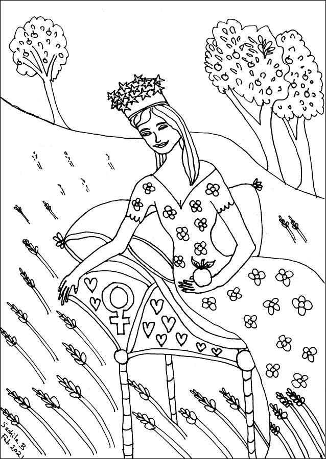 Tarot Drawing - Tarot Colouring Book The Empress by Sushila Burgess Tarot Drawing - Tarot Colouring Book The Empress by Sushila Burgess