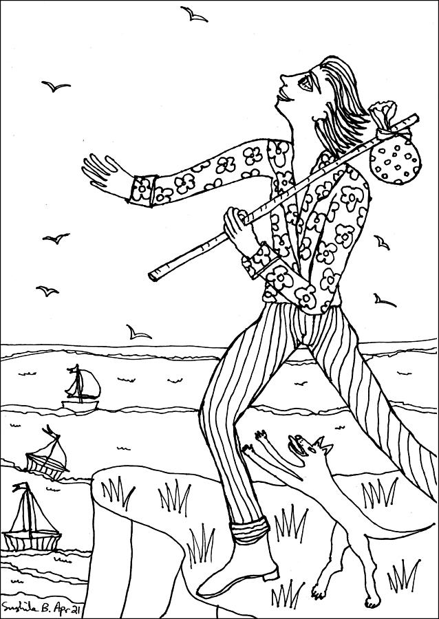 Tarot Drawing - Tarot Colouring Book The Fool by Sushila Burgess Tarot Drawing - Tarot Colouring Book The Fool by Sushila Burgess