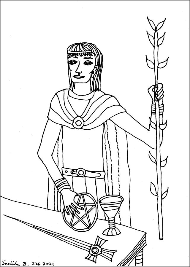Tarot Drawing - Tarot Colouring Book The Magician by Sushila Burgess Tarot Drawing - Tarot Colouring Book The Magician by Sushila Burgess