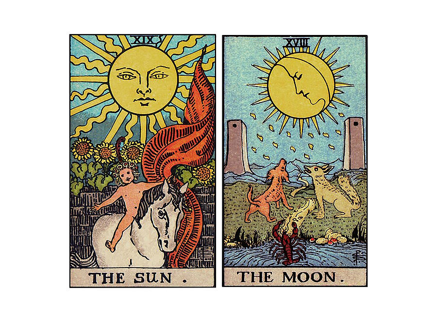 Tarot The Sun and The Moon Digital Art by Laura J Carrillo