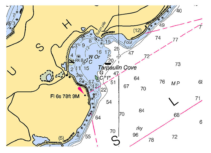 Tarpaulin Cove On Naushon Island Massachusetts Custom Chart Digital Art 