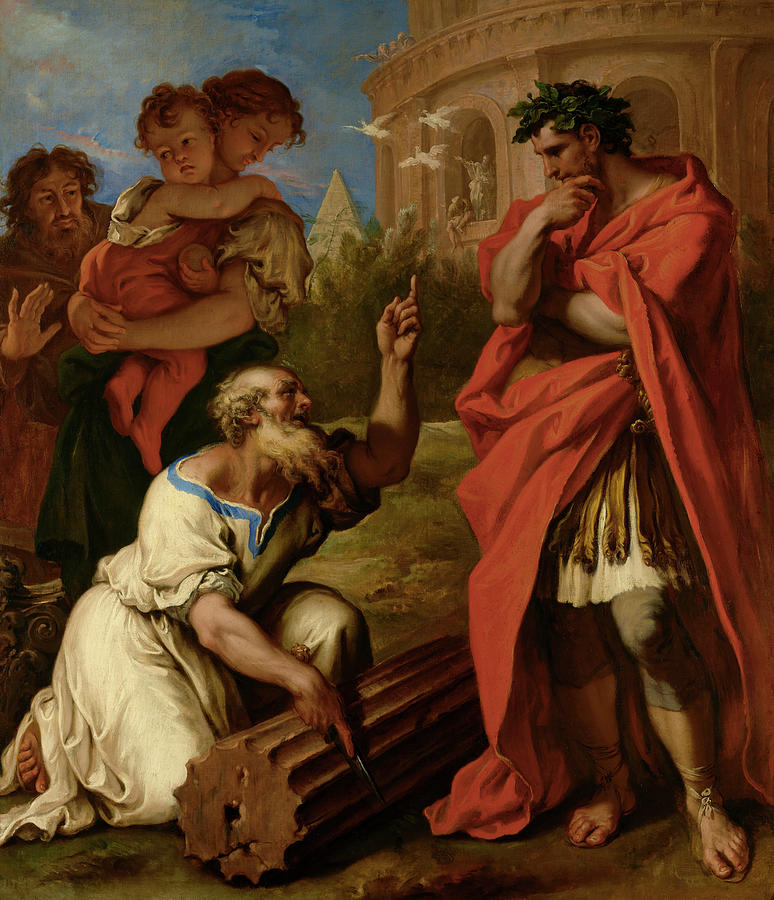 Sebastiano Ricci Painting - Tarquin the Elder Consulting Attus Navius by Sebastiano Ricci