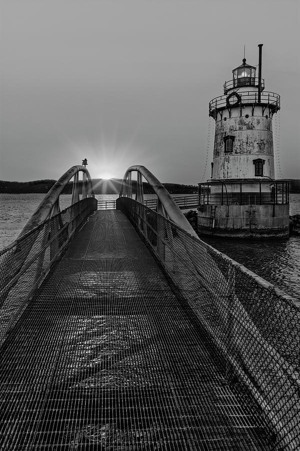 Tarrytown Light NY Sunset  BW Photograph by Susan Candelario