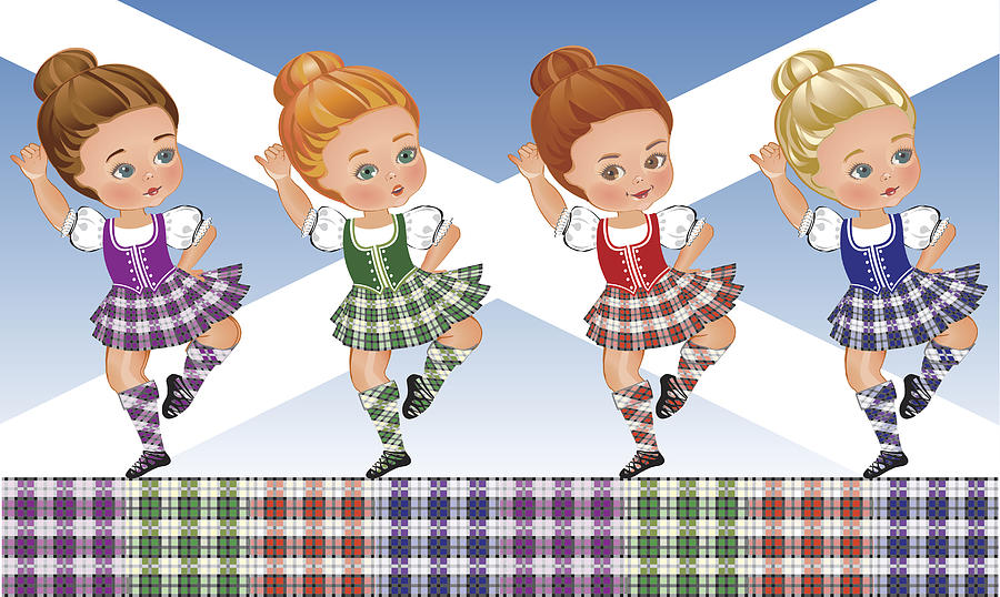 Tartan Day - Scottish dance Drawing by Olga-sofi