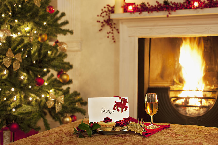 Tartlet, wine and card for Santa Photograph by Tom Merton