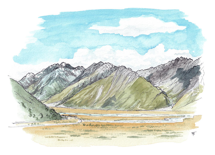 Tasman River Valley Painting by Tom Napper