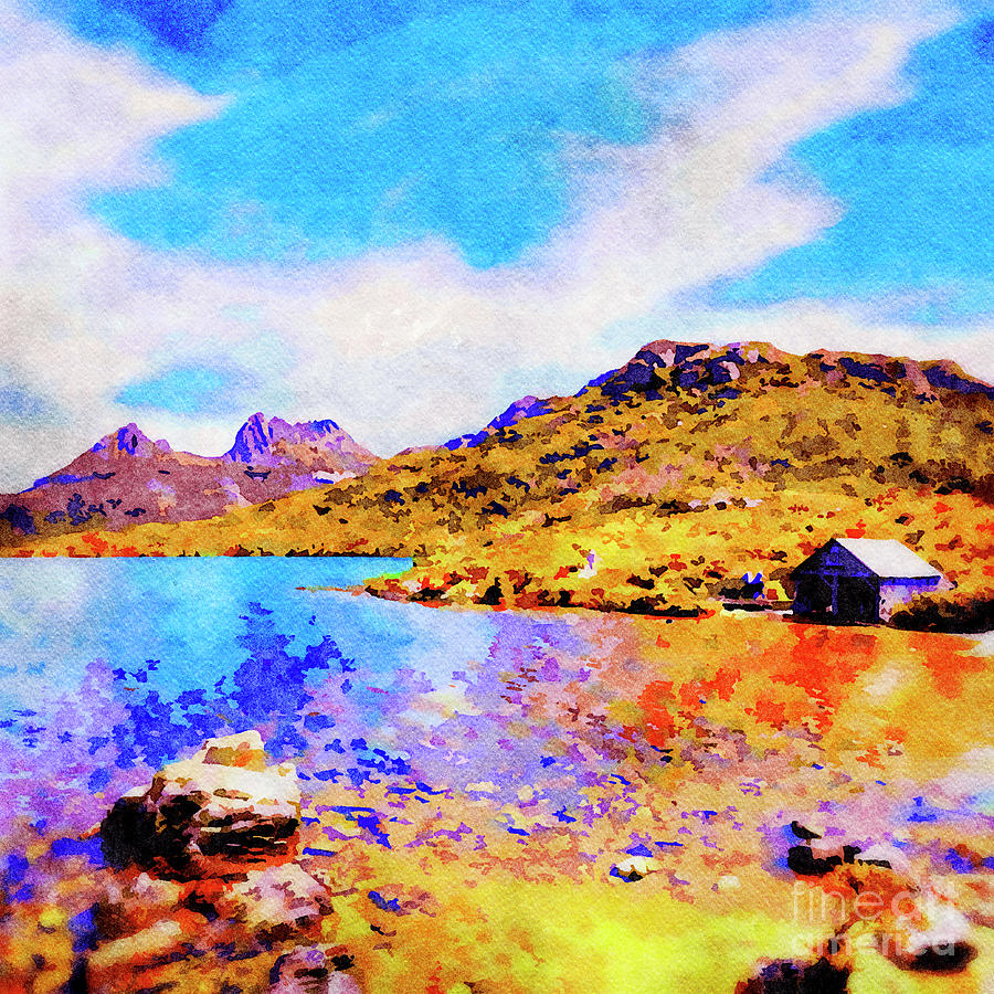 Landscape Photograph - Tasmania, Cradle Mountain and Dove Lake, Watercolour by Colin and Linda McKie