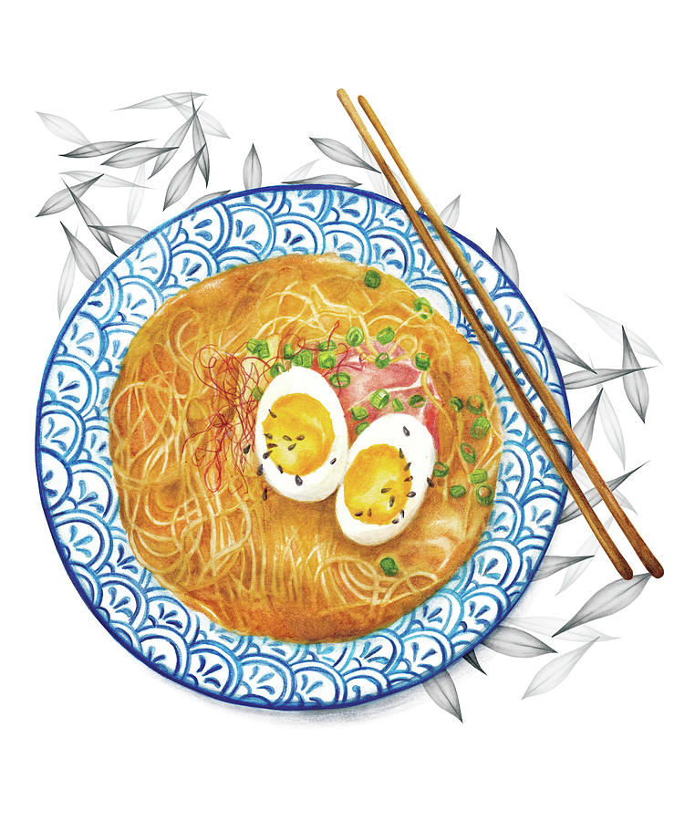 762px x 900px - Tasty Ramen Noodles Bowl Painting by Amanda Dilworth - Pixels