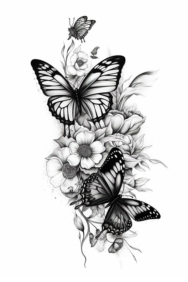 Tattoo Floral Butterflies Photograph by Athena Mckinzie - Fine Art America
