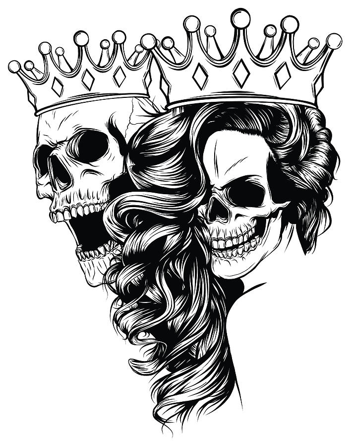 tattoo of King and queen of death. Portrait of a skull with a crown.  Digital Art by Dean Zangirolami - Fine Art America