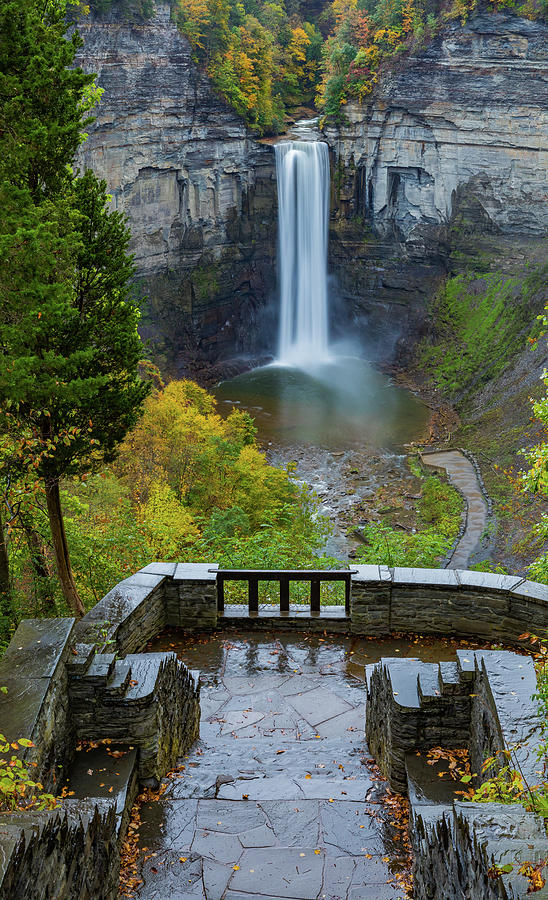 Taughannock Falls Vertical In Autumn Photograph by Dan Sproul