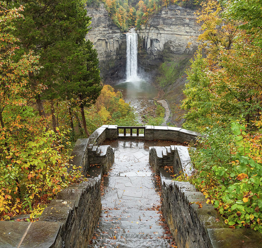 Taughannock Falls Walkway In Autumn Photograph by Dan Sproul