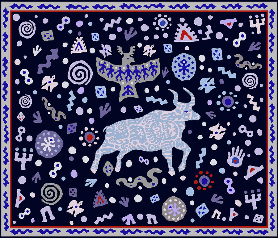 Taurus Astrological Ritual Play Mat Digital Art by Vagabond Folk Art - Virginia Vivier