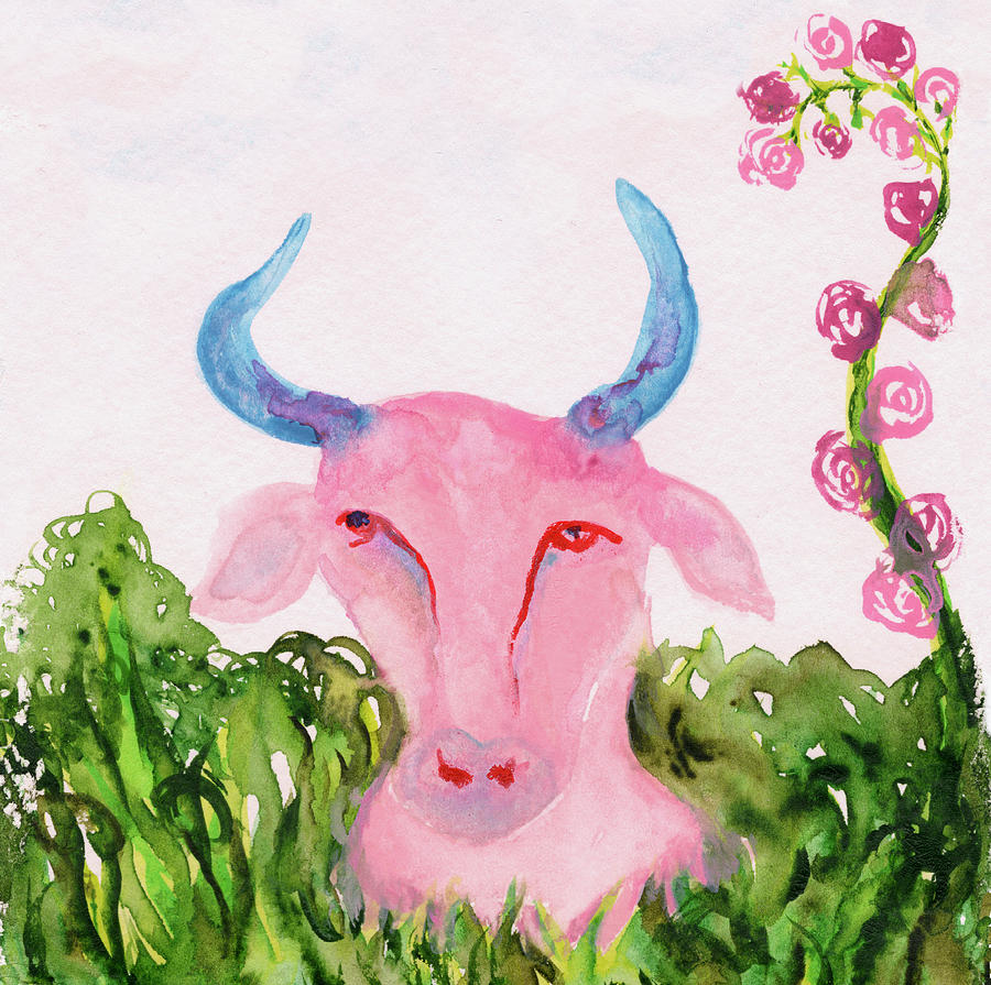 Taurus Zodiac Sign Bull Symbol Painting by Anne Nordhaus-Bike