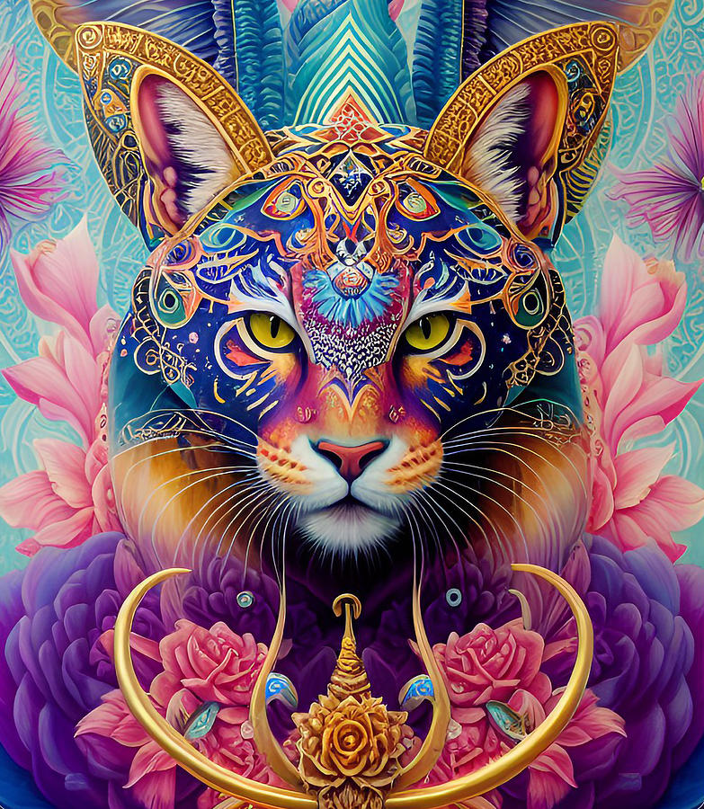 Taurus Cat Zodiac Digital Art by La Moon Art
