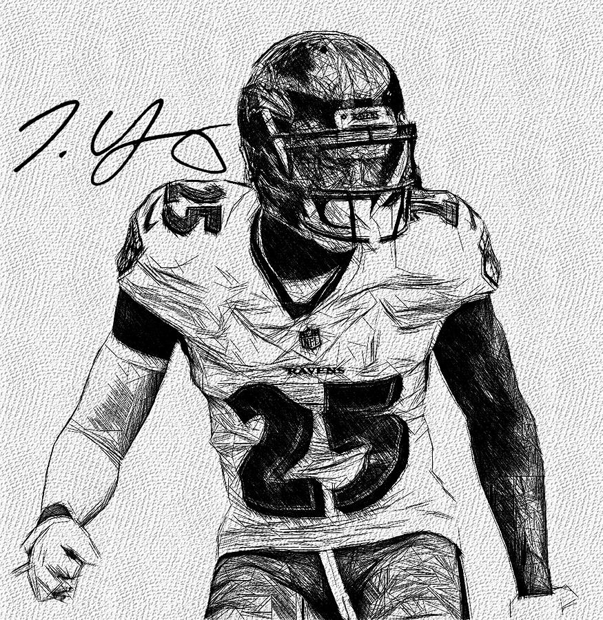 Tavon Young Ravens RCB Sketch Digital Art by Bob Smerecki - Fine Art ...