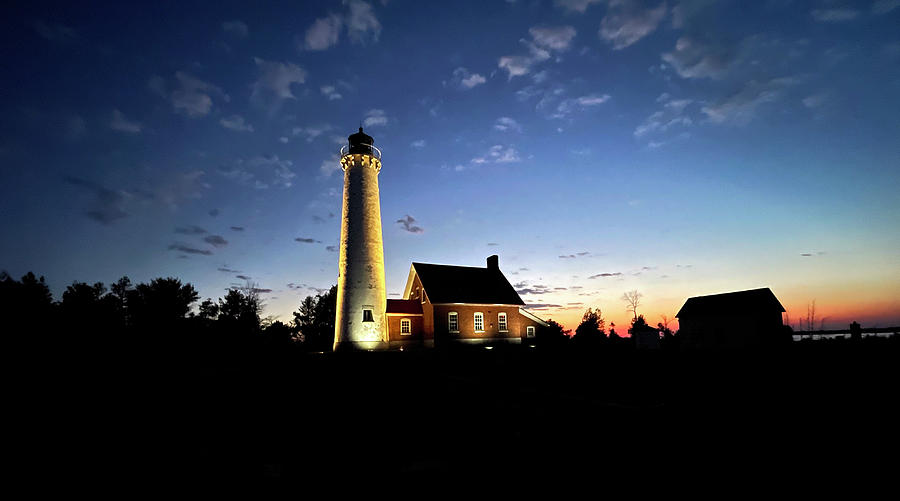 Tawas Point Lighthouse at Night Photograph by Todd Smedstad
