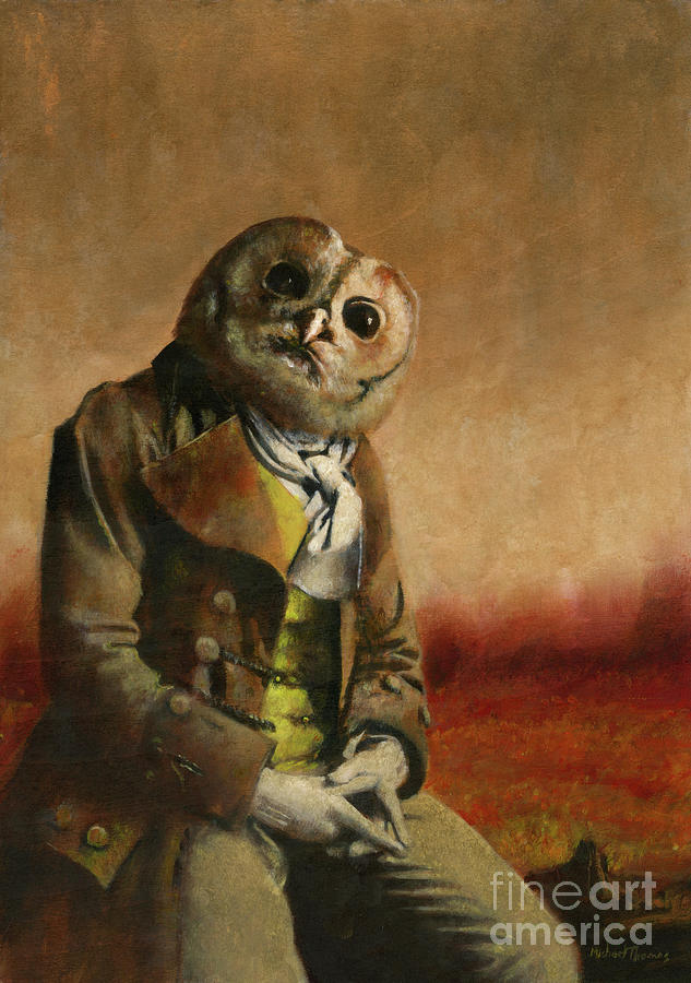 Tawny Owl Gentleman Painting