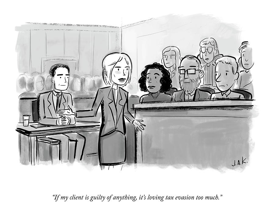 Tax Evasion Drawing by Jason Adam Katzenstein