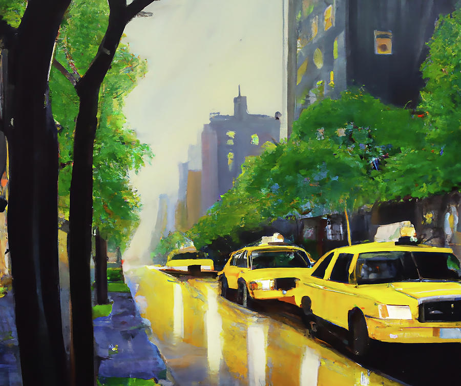 Taxi Cabs Upper East Side Digital Art by Alison Frank