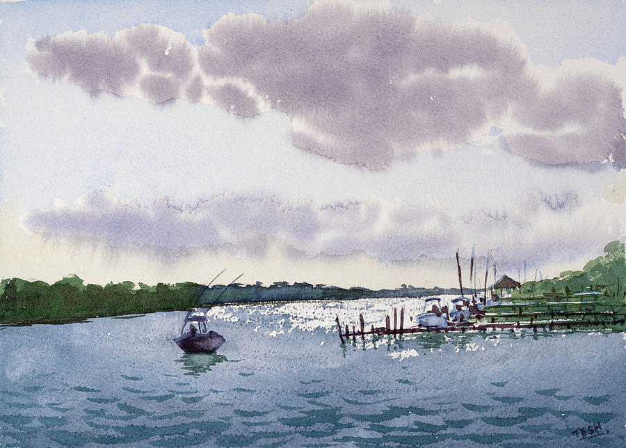 Taylor Creek of Beaufort NC Painting by Tesh Parekh