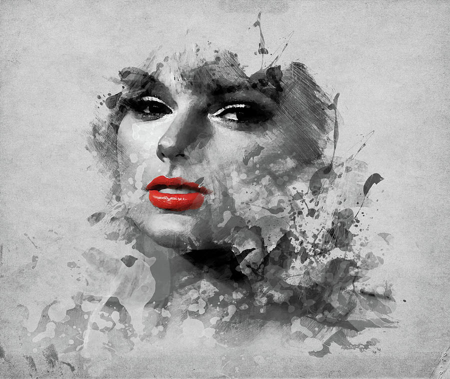 Taylor Swift Red Lips Mixed Media by Brian Reaves