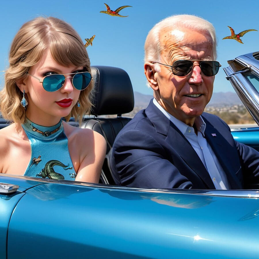 Taylor Swift Photograph - Taylor Swift and President Biden cruise Ventura Highway by Earl Simmins