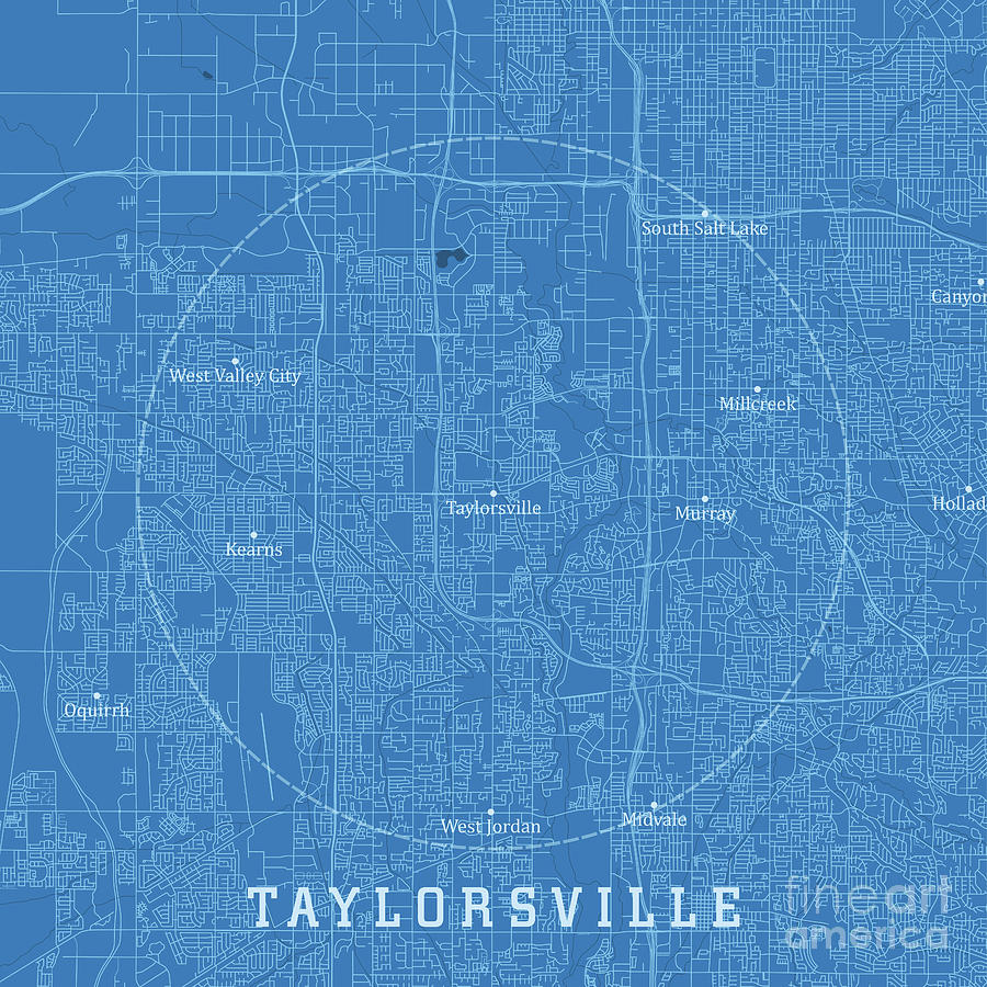 Taylorsville Ut City Vector Road Map Blue Text Digital Art By Frank Ramspott Pixels 3230