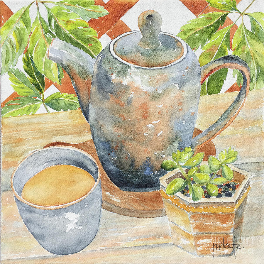 Tea By The Trellis Painting by Pat Katz
