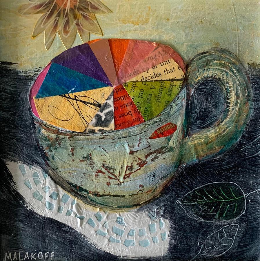 Tea Cup Collage Mixed Media by Julia Malakoff