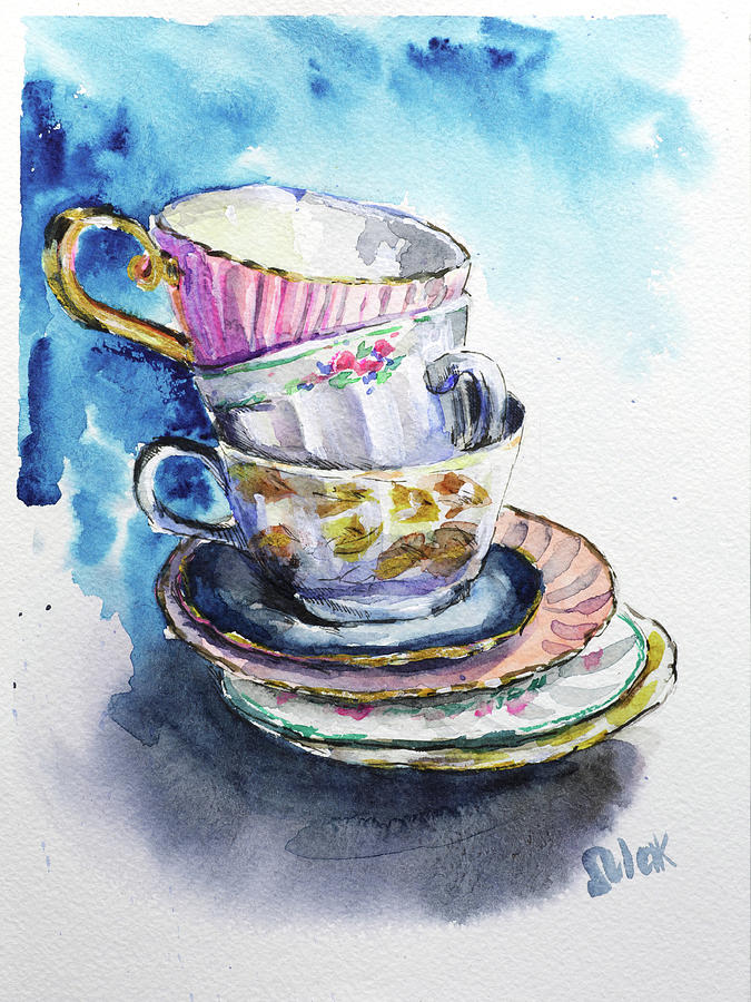 Tea Cups Painting by Nataly Mak - Fine Art America