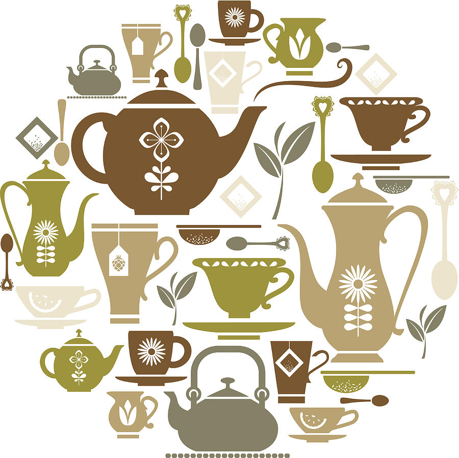 Tea Icon Set Drawing by TheresaTibbetts