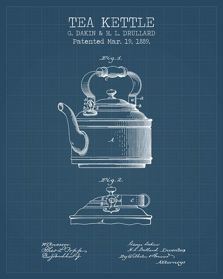 Tea kettle blueprints Digital Art by Dennson Creative - Pixels