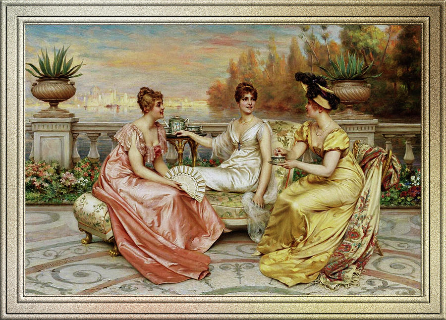 Tea on the Terrace by Frederic Soulacroix Painting by Rolando Burbon