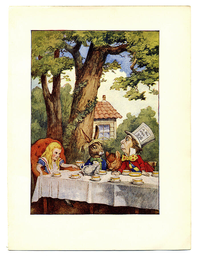 Tea party illustration, (Alices Adventures in Wonderland) Drawing by Retroimages
